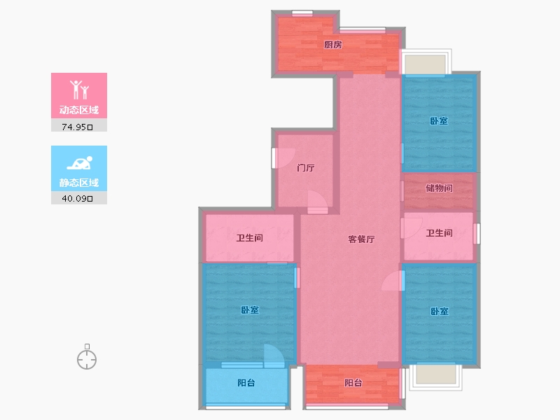 辽宁省-丹东市-和顺·中央花城-102.54-户型库-动静分区