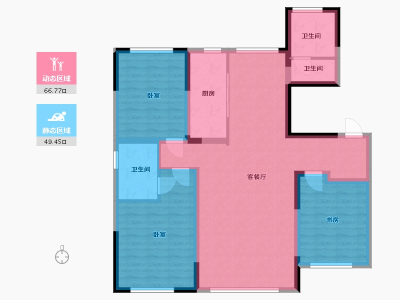 辽宁省-盘锦市-大洼公园里-104.00-户型库-动静分区