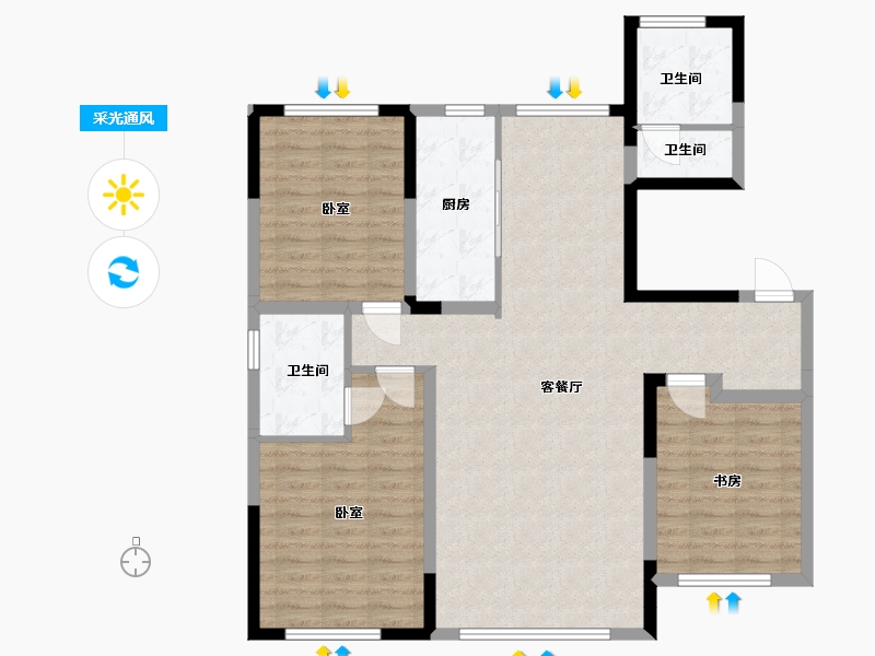 辽宁省-盘锦市-大洼公园里-104.00-户型库-采光通风