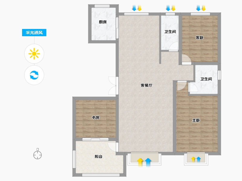 山西省-临汾市-晋瑞驿都-114.62-户型库-采光通风