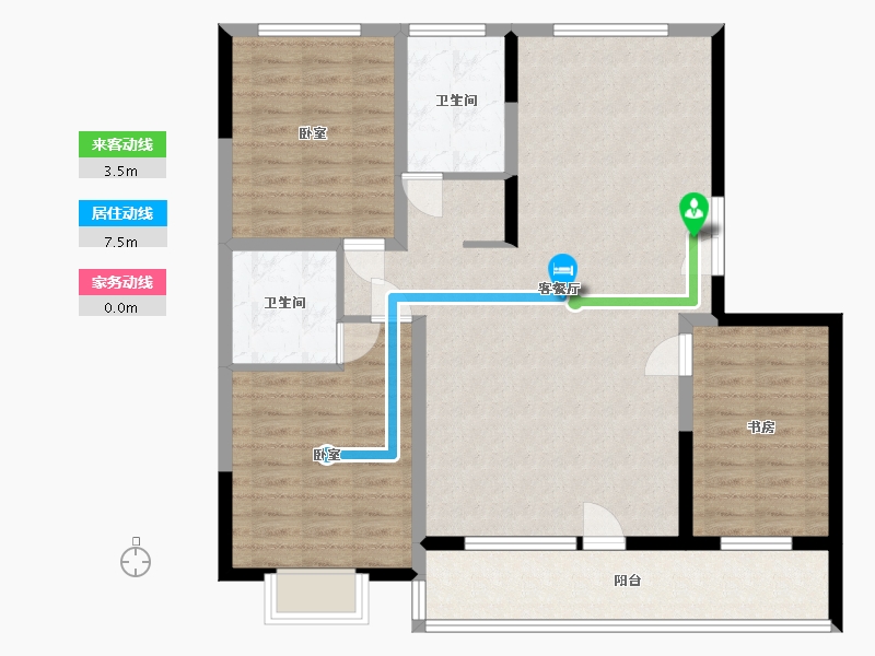 吉林省-四平市-四平华生·龙廷-104.39-户型库-动静线