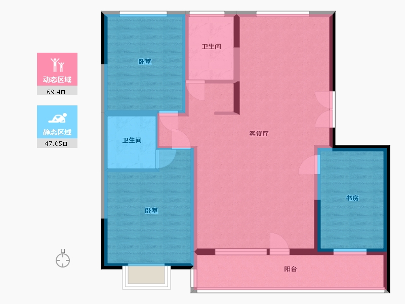 吉林省-四平市-四平华生·龙廷-104.39-户型库-动静分区