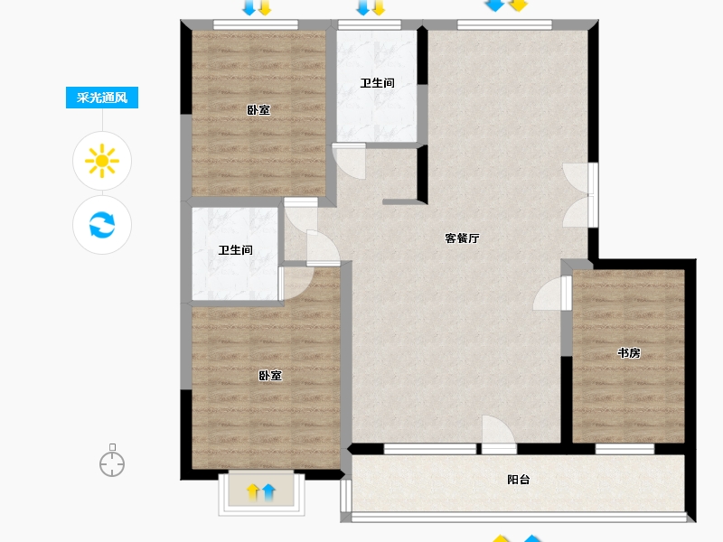 吉林省-四平市-四平华生·龙廷-104.39-户型库-采光通风