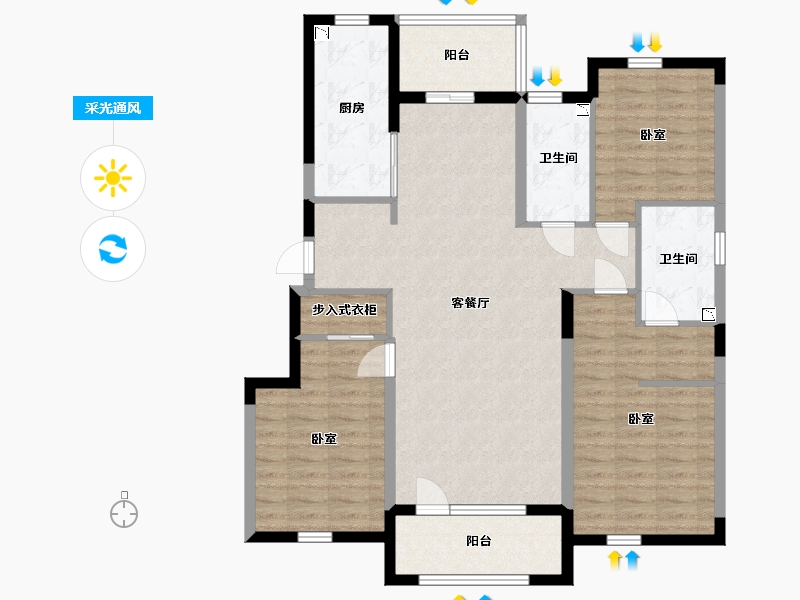 辽宁省-丹东市-永同昌·翡翠壹号-109.43-户型库-采光通风