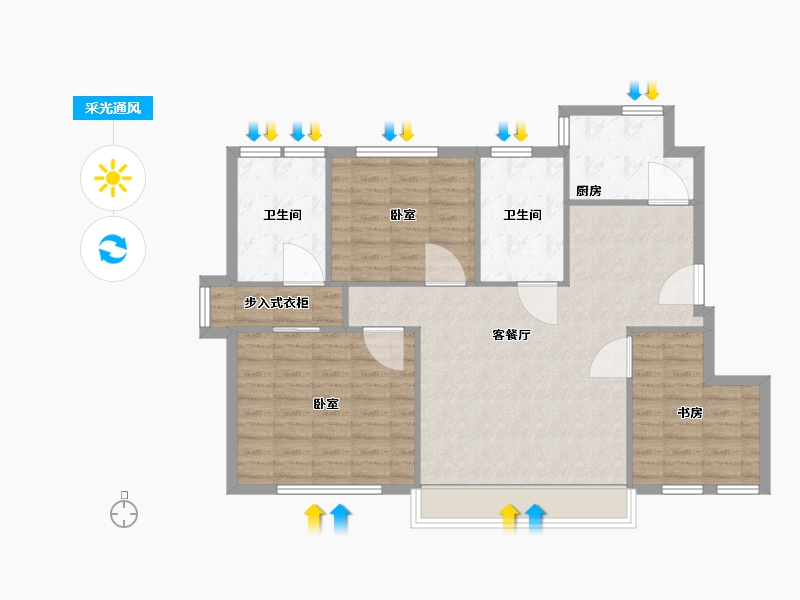 辽宁省-营口市-富甲天下福郡-96.00-户型库-采光通风