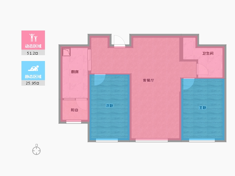 内蒙古自治区-呼和浩特市-呼和浩特恒大翡翠华庭-68.44-户型库-动静分区