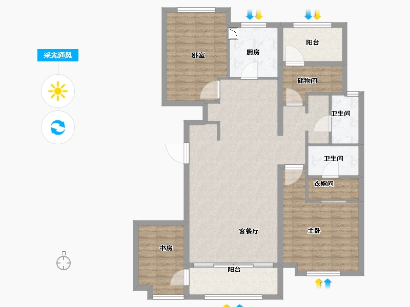 山西省-太原市-保利壹号公馆四期-110.00-户型库-采光通风