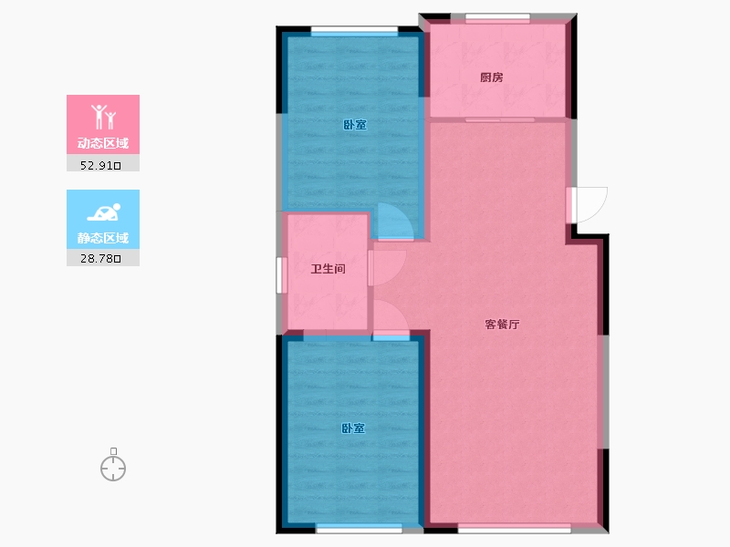 辽宁省-盘锦市-总部生态城·泰郡四期-74.00-户型库-动静分区