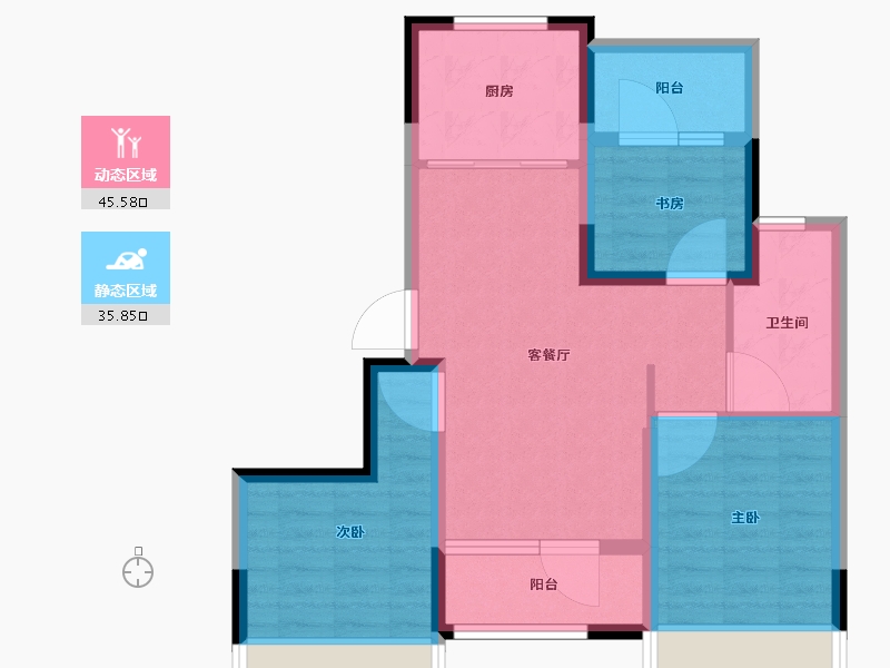 辽宁省-大连市-华润置地幸福里-71.88-户型库-动静分区