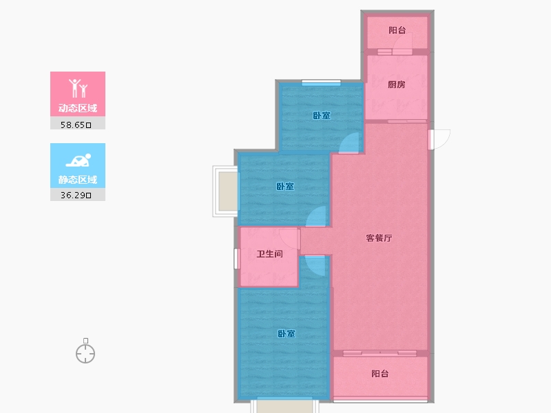 山西省-运城市-恒大悦龙台-86.23-户型库-动静分区