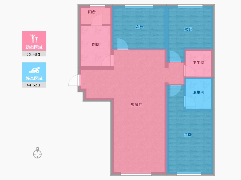 内蒙古自治区-呼和浩特市-呼和浩特恒大翡翠华庭-89.54-户型库-动静分区