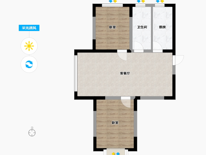 辽宁省-丹东市-和顺·中央花城-61.06-户型库-采光通风