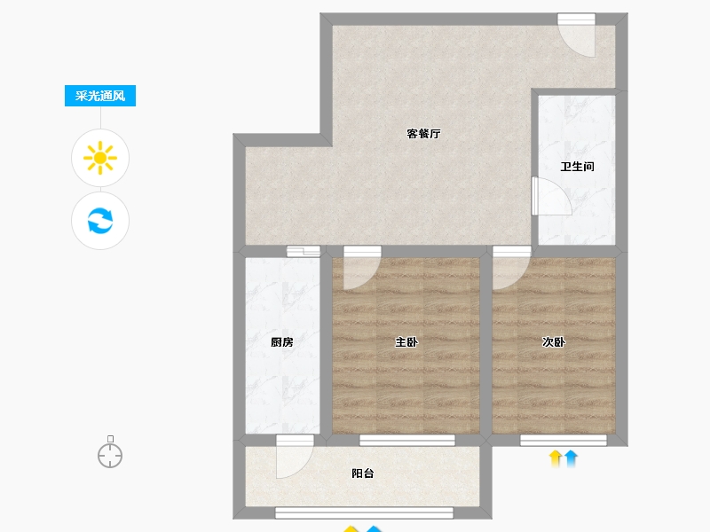 吉林省-四平市-四平巨展幸福里-63.28-户型库-采光通风