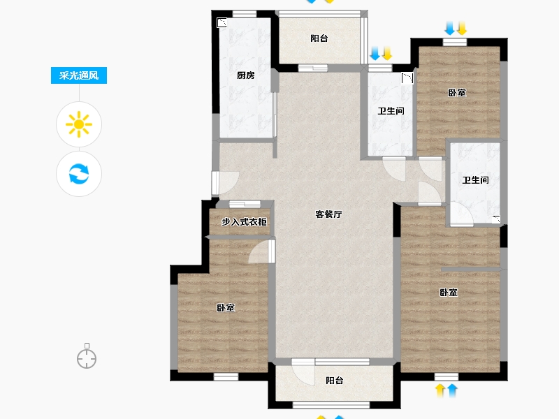 辽宁省-丹东市-永同昌·翡翠壹号-108.93-户型库-采光通风