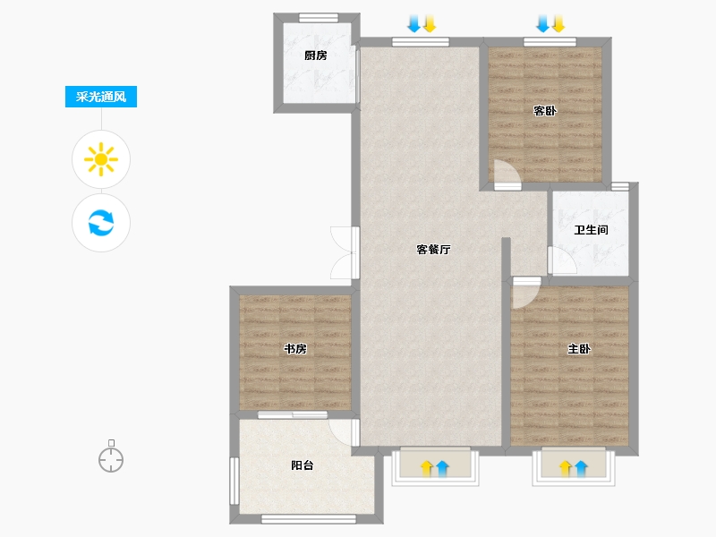 山西省-临汾市-晋瑞驿都-102.00-户型库-采光通风