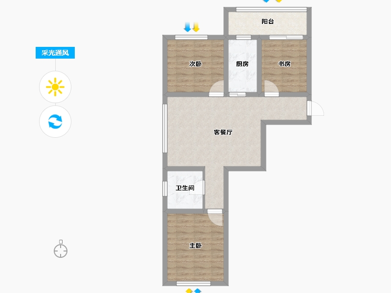 吉林省-四平市-四平巨展幸福里-66.85-户型库-采光通风