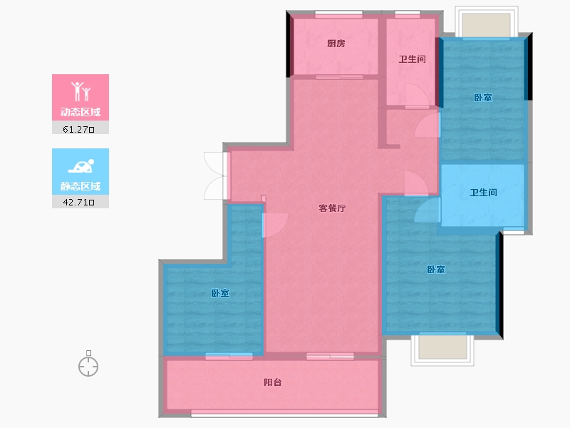 云南省-昆明市-世博生态城蓝湖邻里-93.34-户型库-动静分区