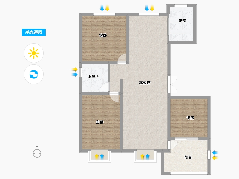 山西省-临汾市-晋瑞驿都-106.00-户型库-采光通风