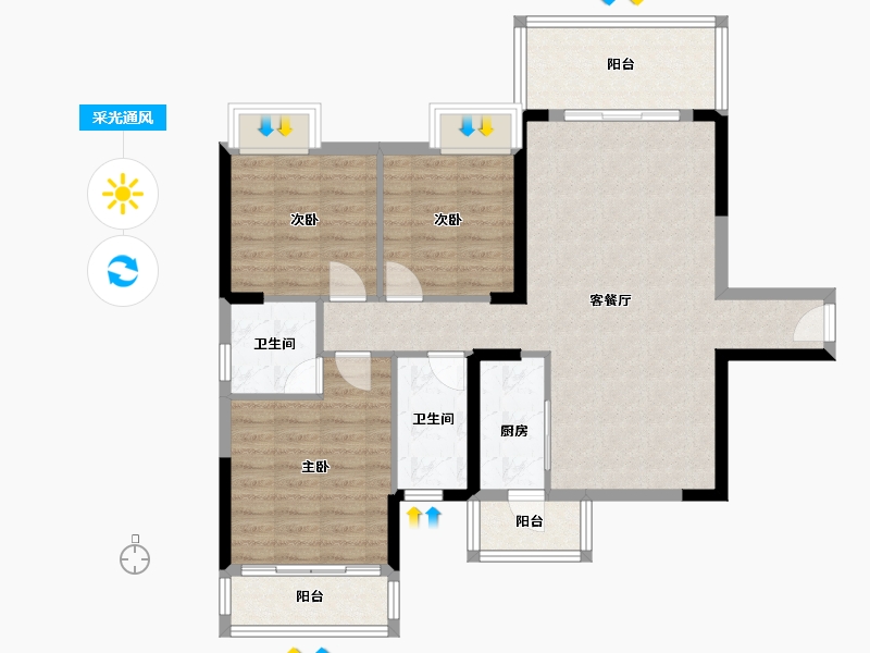 广西壮族自治区-梧州市-钱隆天下-95.66-户型库-采光通风