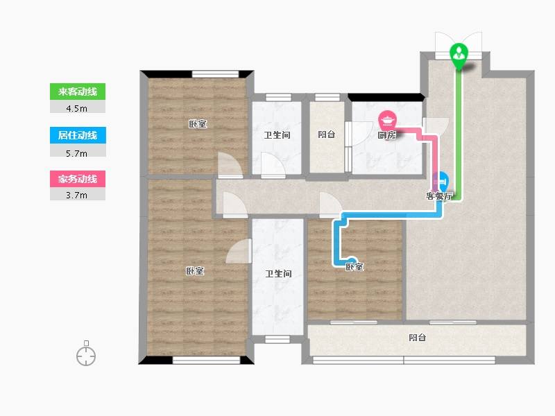 云南省-昆明市-世博生态城蓝湖邻里-96.68-户型库-动静线