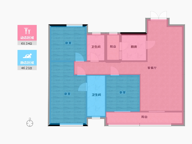 云南省-昆明市-世博生态城蓝湖邻里-96.68-户型库-动静分区