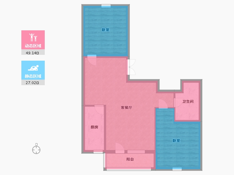 辽宁省-大连市-南山家里-68.00-户型库-动静分区