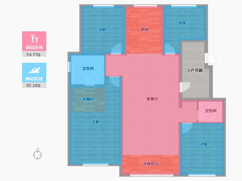 吉林省-四平市-四平顺达・东樾府-121.38-户型库-动静分区