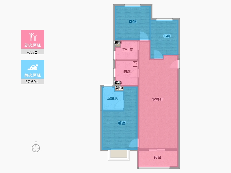 山西省-太原市-阳光城文澜府-76.52-户型库-动静分区