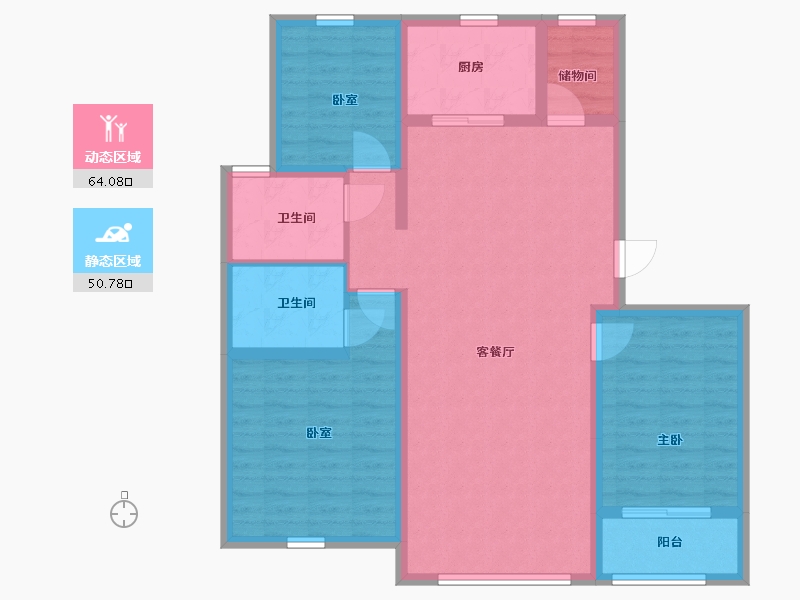 辽宁省-本溪市-中金泓府(本溪）-103.02-户型库-动静分区