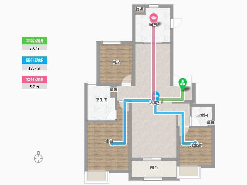 山西省-太原市-保利海德公园海德府-90.84-户型库-动静线