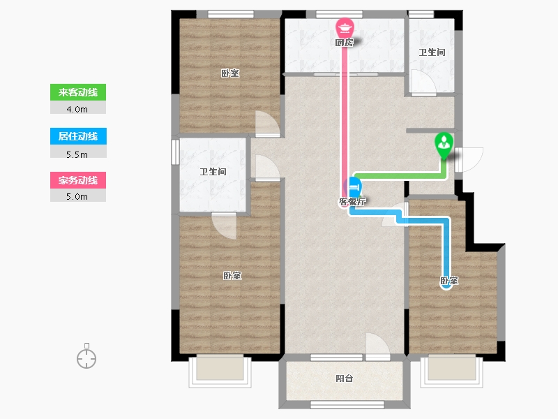 辽宁省-盘锦市-美的城如院-100.08-户型库-动静线