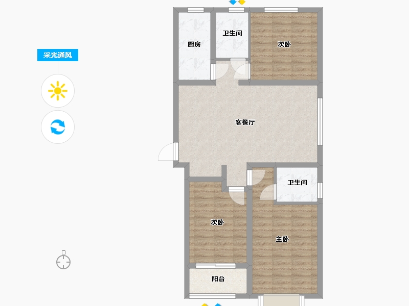 河北省-保定市-御景蓝湾二期-87.22-户型库-采光通风