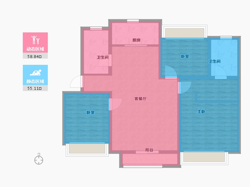 辽宁省-鞍山市-京华·汤邑-102.01-户型库-动静分区