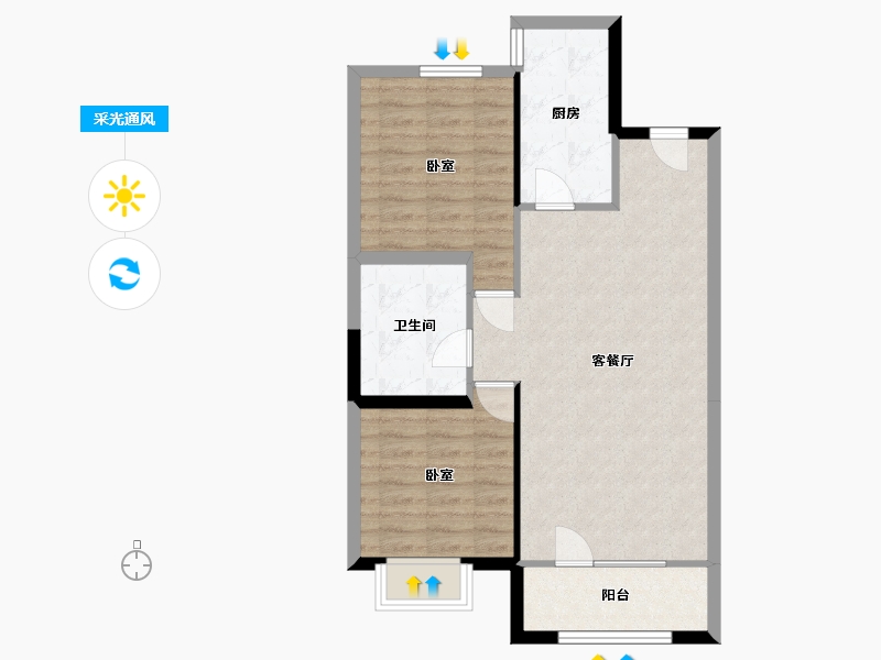 辽宁省-盘锦市-美的城如院-71.06-户型库-采光通风