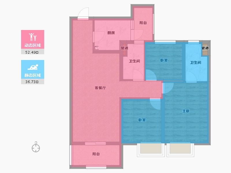 山西省-太原市-蓝光·雅居乐雍锦半岛-78.62-户型库-动静分区