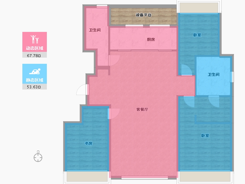 内蒙古自治区-呼和浩特市-华润置地紫云府-115.87-户型库-动静分区