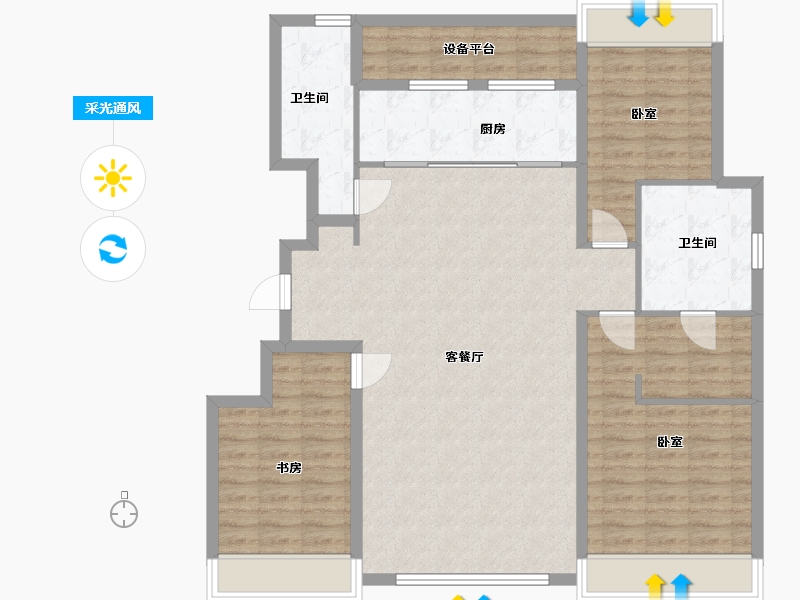 内蒙古自治区-呼和浩特市-华润置地紫云府-115.87-户型库-采光通风