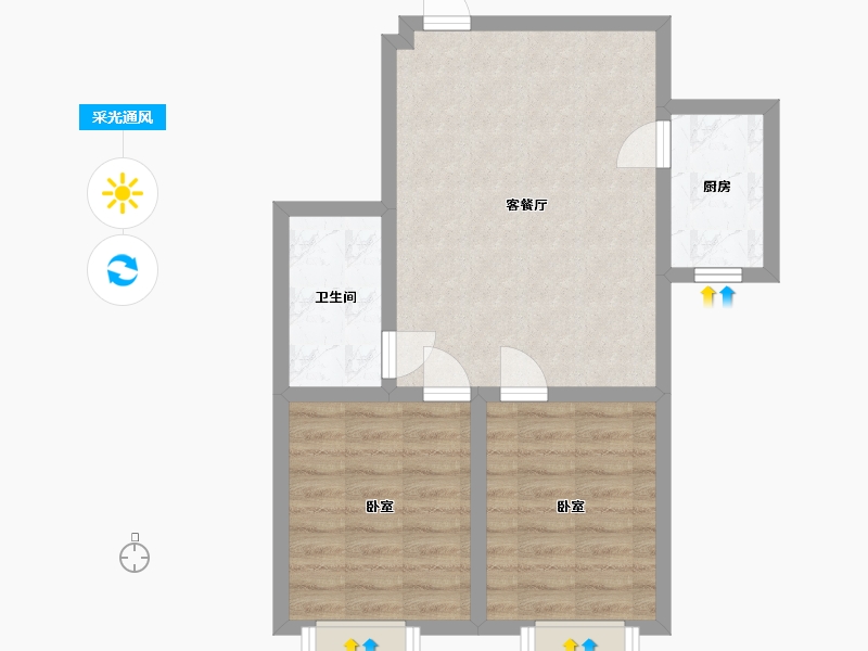 辽宁省-鞍山市-京华·汤邑-56.98-户型库-采光通风