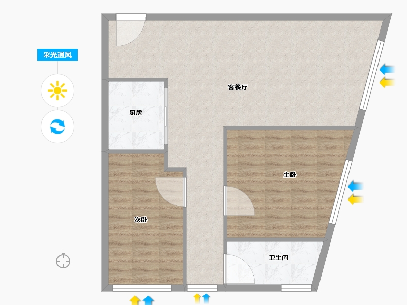 内蒙古自治区-呼和浩特市-亿信国贸大厦-83.15-户型库-采光通风