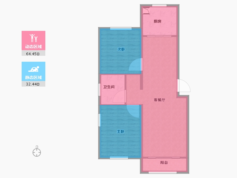 内蒙古自治区-呼和浩特市-呼和浩特恒大翡翠华庭-88.22-户型库-动静分区