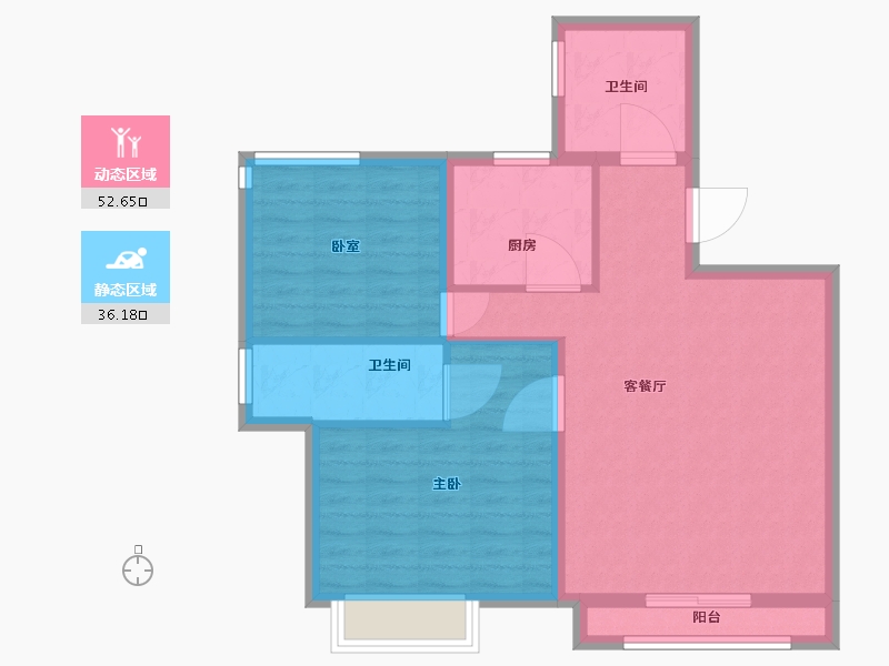 辽宁省-鞍山市-京华·汤邑-80.01-户型库-动静分区