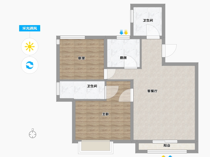 辽宁省-鞍山市-京华·汤邑-80.01-户型库-采光通风