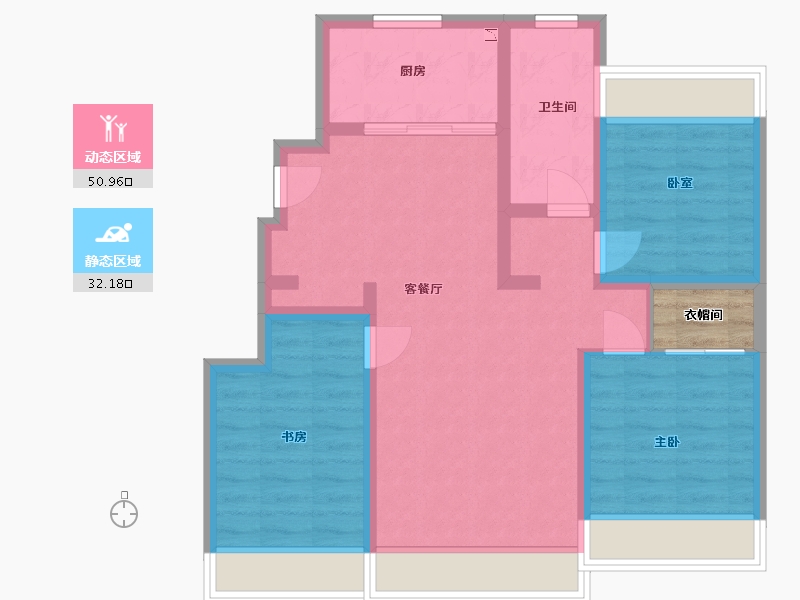 内蒙古自治区-呼和浩特市-华润置地紫云府-75.77-户型库-动静分区