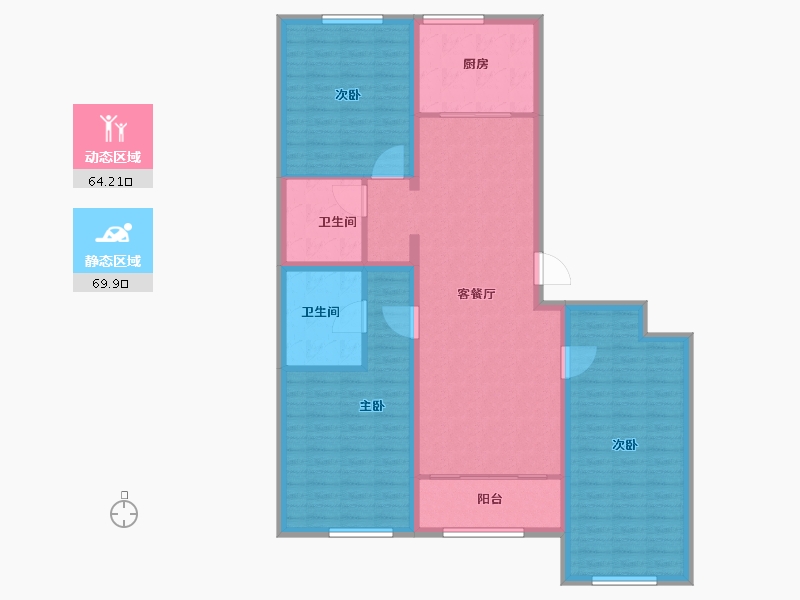 内蒙古自治区-呼和浩特市-呼和浩特恒大翡翠华庭-121.72-户型库-动静分区