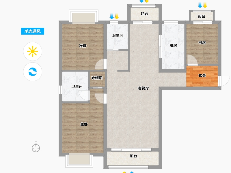 辽宁省-大连市-大连海湾城-97.12-户型库-采光通风