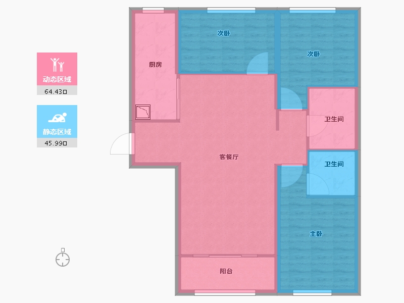 内蒙古自治区-呼和浩特市-呼和浩特恒大翡翠华庭-99.97-户型库-动静分区