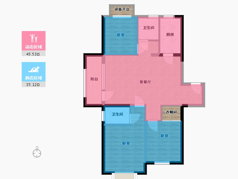 辽宁省-大连市-金湾十里海-75.12-户型库-动静分区