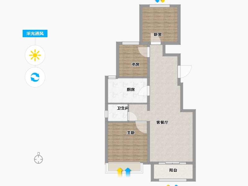 山西省-太原市-保利壹号公馆四期-88.01-户型库-采光通风