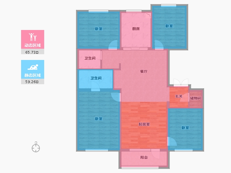 辽宁省-盘锦市-盘锦万科城·如园-111.94-户型库-动静分区