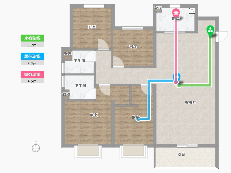 山西省-太原市-阳光城文澜府-99.79-户型库-动静线